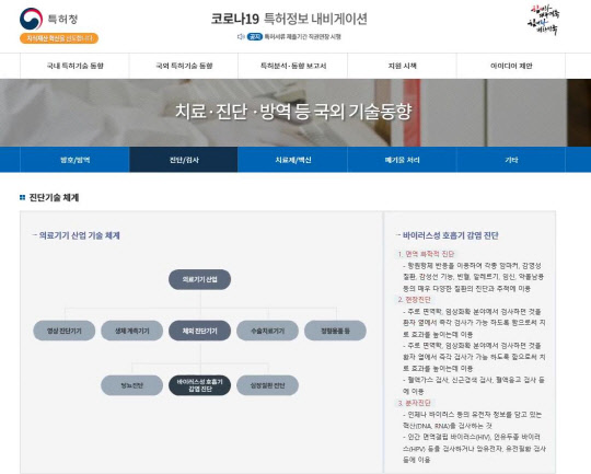 특허청이 대학과 연구기관 등 전문가에게 제공하기 위해 구축한 '전문가용 특허정보 내비게이션' 메인 화면.